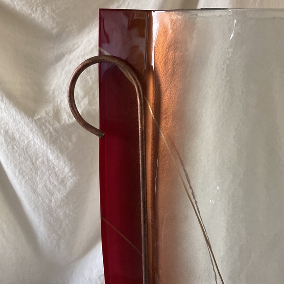 Mark Hines Sculpture Vase Slumped Glass Red Gold. Signed - Picture 4 of 15